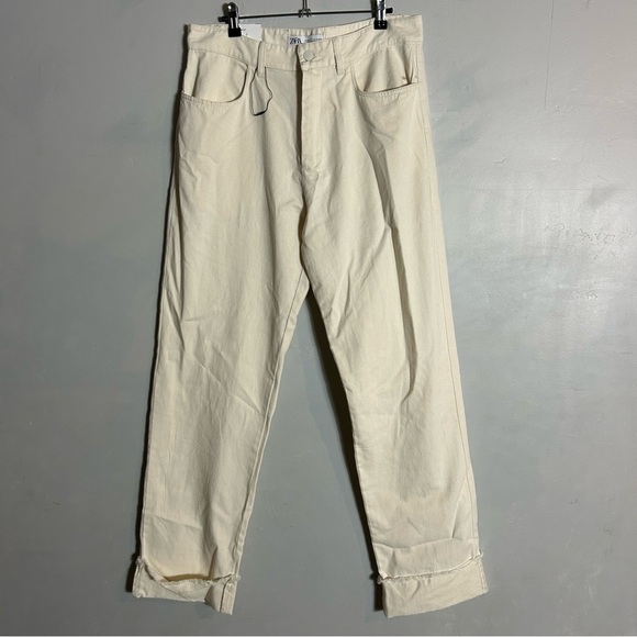 Zara Straight Fit Cream Men Chino Jeans NEW NWT - Picture 7 of 7